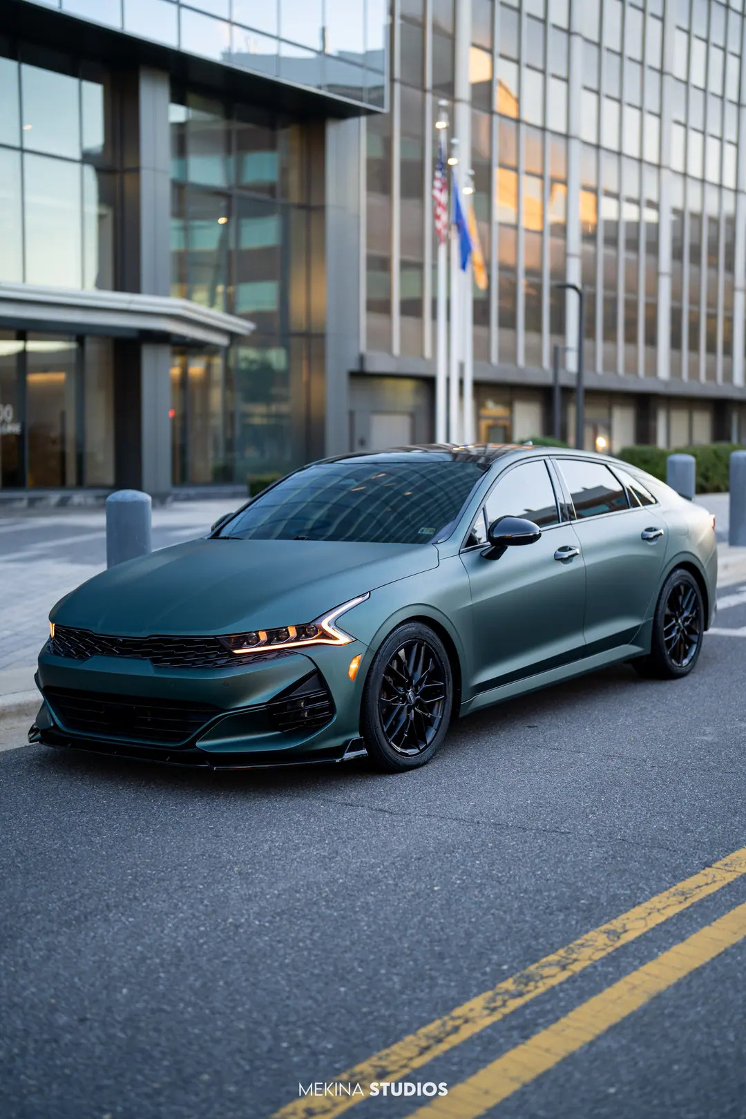 2021 Kia K5 — Wrap in Matte Pine Green Metallic — frame 2