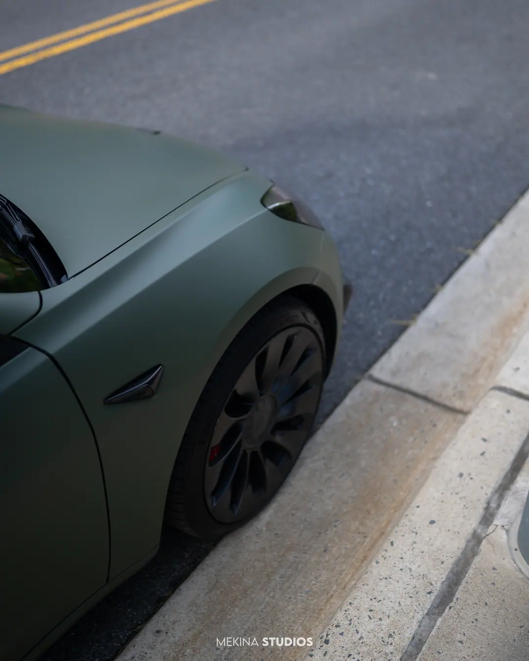 2021 Tesla Model 3 Performance — Wrap in Matte Military Green — frame 3